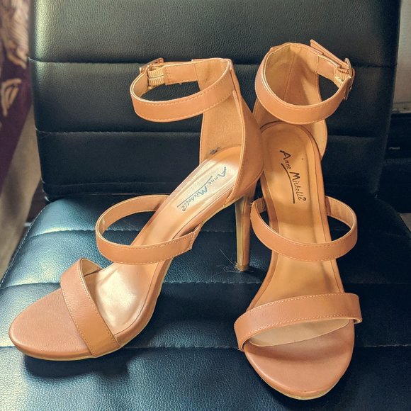 Anne Michelle Shoes - Anne Michelle Camel Ankle Strap Heels